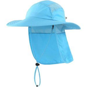 Mens UPF 50+ Sun Protection Cap Wide Brim Fishing Hat with Neck Flap Hiking
